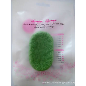 Großhandel Reinigungsschwamm Grüner Tee 2014neu 100% natürliche Konjac Konnyaku Facial Puff Face Wash Reinigungsschwamm